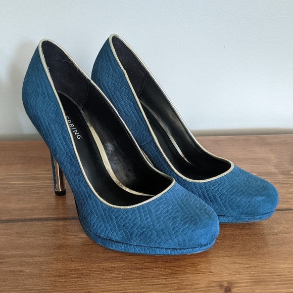 Call it Spring High Heel Shoes Pumps Textured Blue - Picture 1 of 14